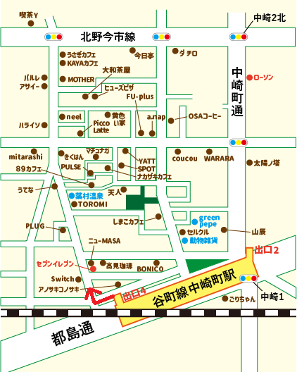 中崎町駅「出口4」からセブンイレブン大阪中崎西店への行き方