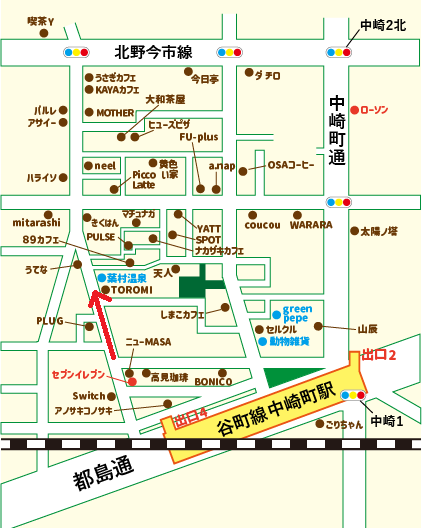 中崎町駅から大知茶屋への行き方