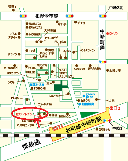中崎町駅「出口4」からセブンイレブン大阪中崎西店への行き方