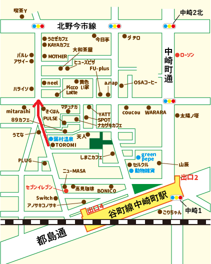 中崎町駅から大知茶屋への行き方