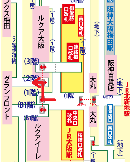 JR大阪駅から梅田スカイビルへの行き方