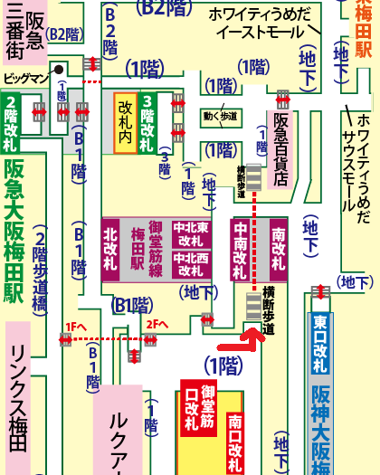 JR大阪駅からアプローズタワー／梅田芸術劇場への行き方