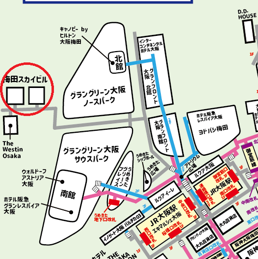 梅田スカイビル/空中庭園展望台への行き方【梅田】JR・御堂筋線・阪急・阪神からの迷わない道順