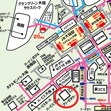ブリーゼタワー/ブリーゼブリーゼへの行き方【梅田】JR・御堂筋線・阪急・阪神からの迷わない道順